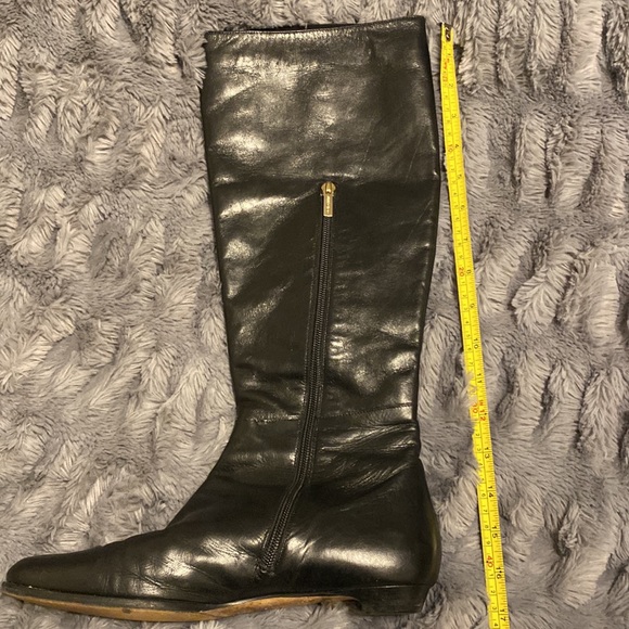 Jimmy Choo, black leather flat boots, thin/ narrow calf, Size 40 / 9.5US - Picture 12 of 15